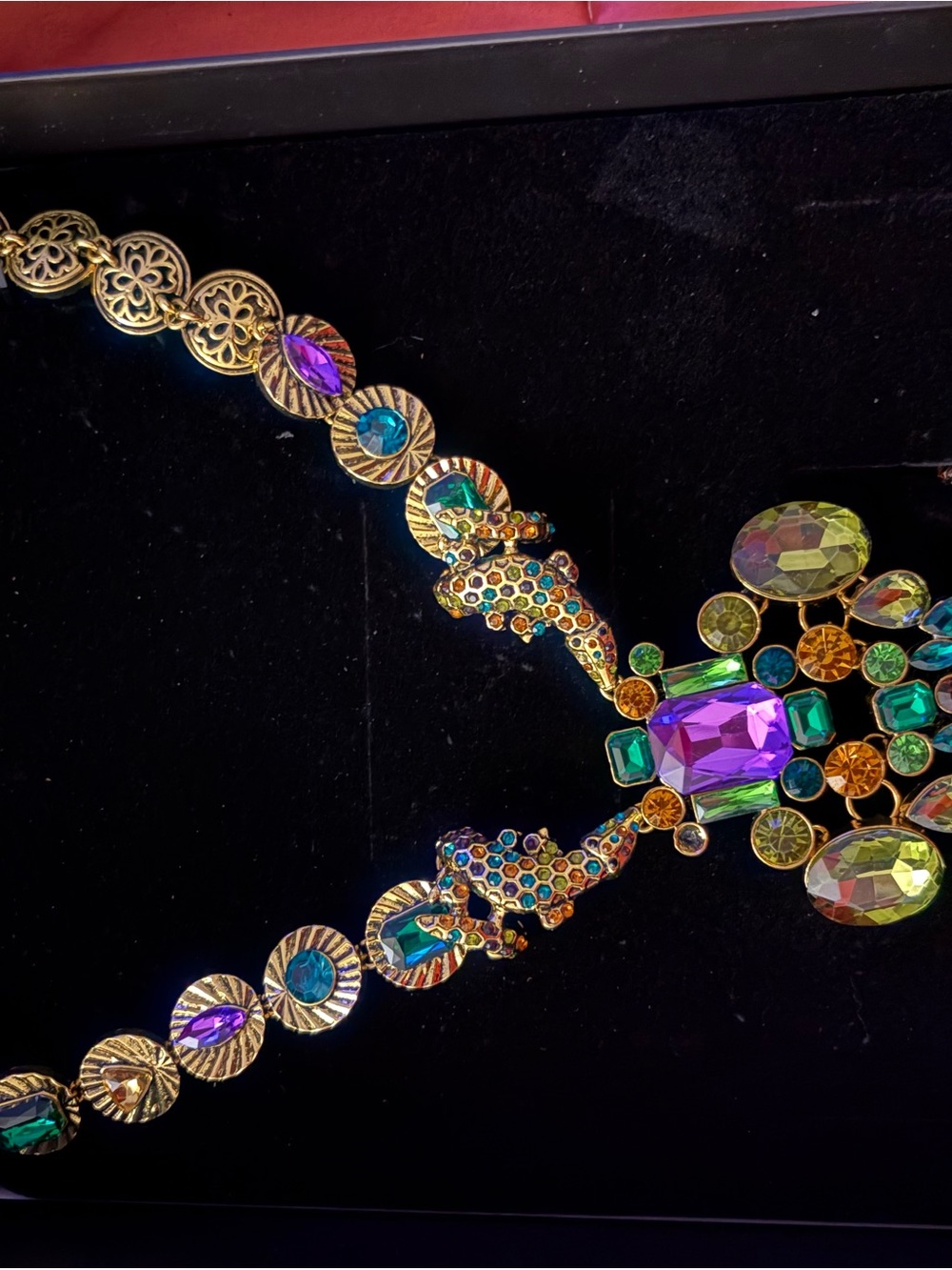 Sassy Jones Multicolor Crystal Statement Necklace - Gold